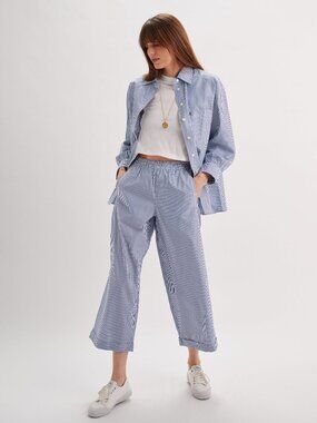 Suzie Kondi The Finance Pants in Blue Stripe Size Small